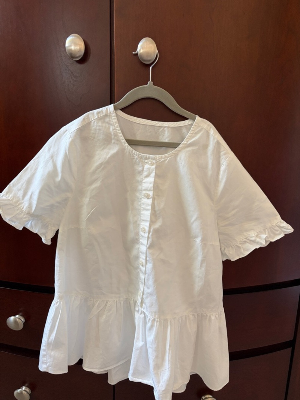 J. Crew White Ruffle-Sleeve Button Front Peplum Blouse